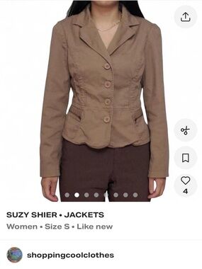 Suzy Shier Brown-Taupe Fitted Button Blazer